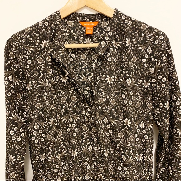 Joe Fresh Floral Print V Neck Button Mini Dress XS - Picture 2 of 7